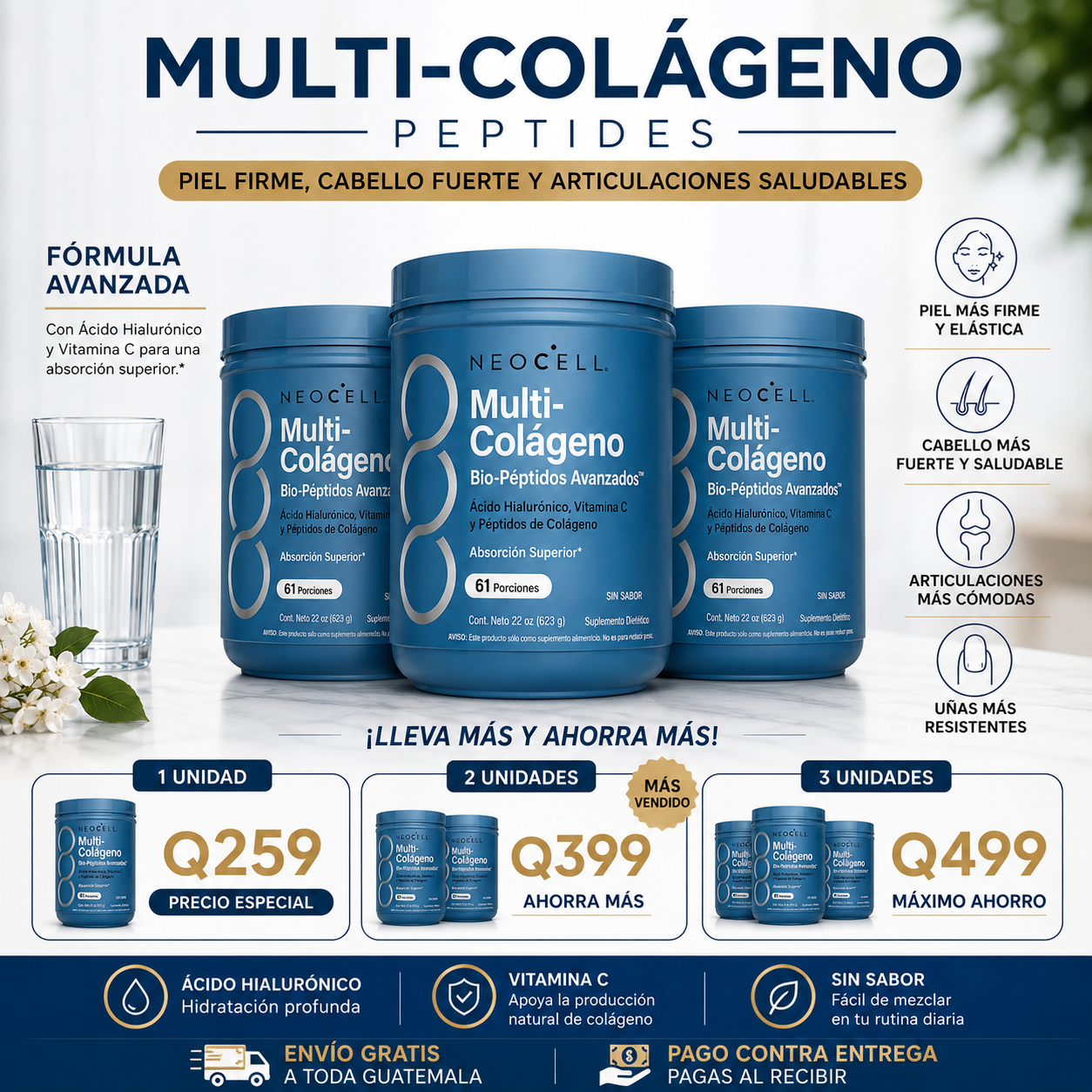NeoCell Multi-Colageno Peptides - Piel Firme, Cabello Fuerte y Articulaciones