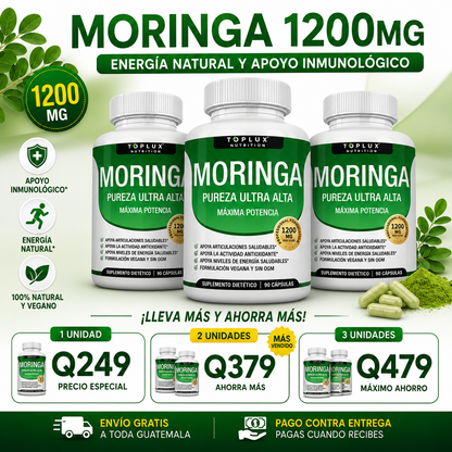 Moringa 1200mg - Energía, Vitalidad y Apoyo Inmunológico