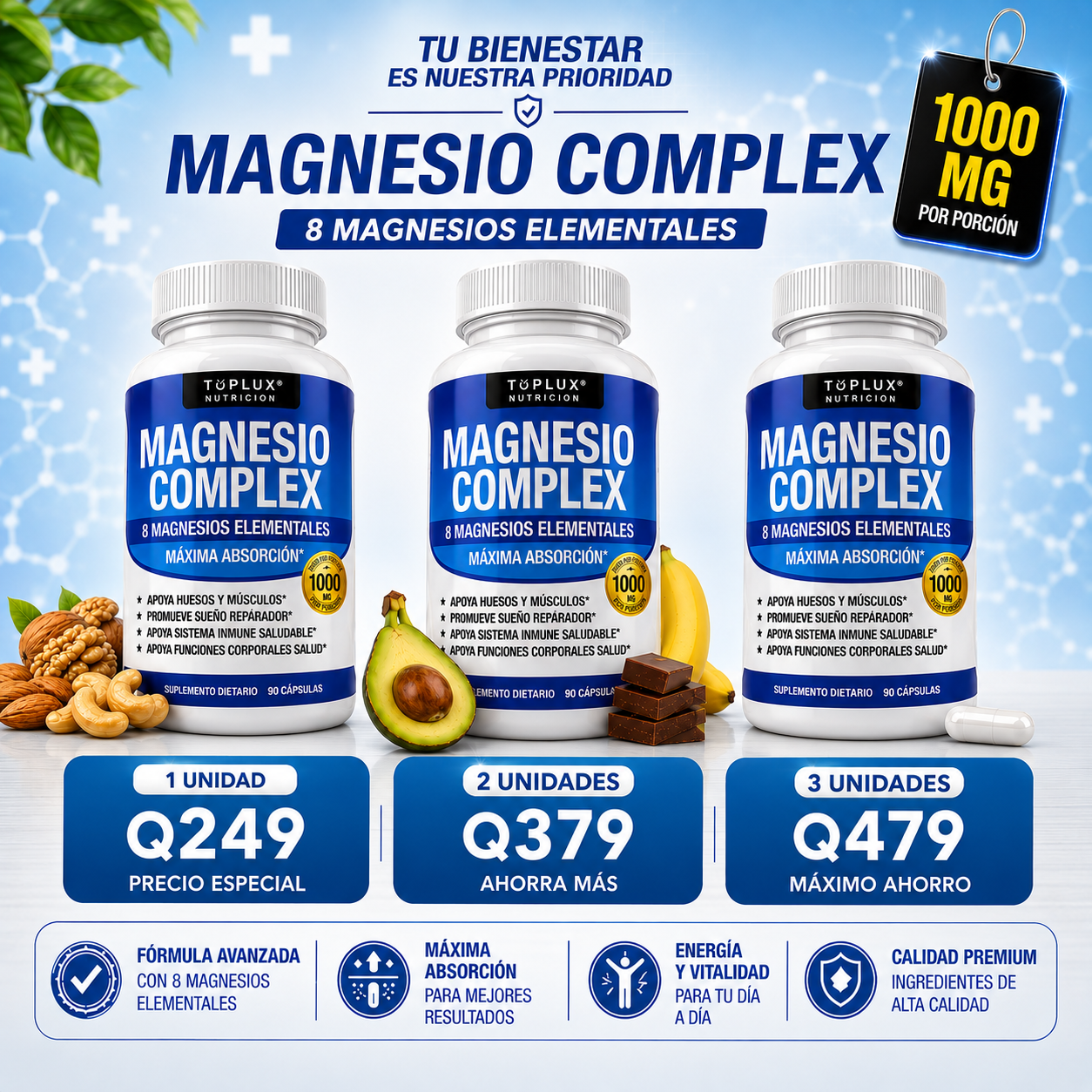Magnesio Complex™ 8 en 1 - Energía, Descanso y Bienestar