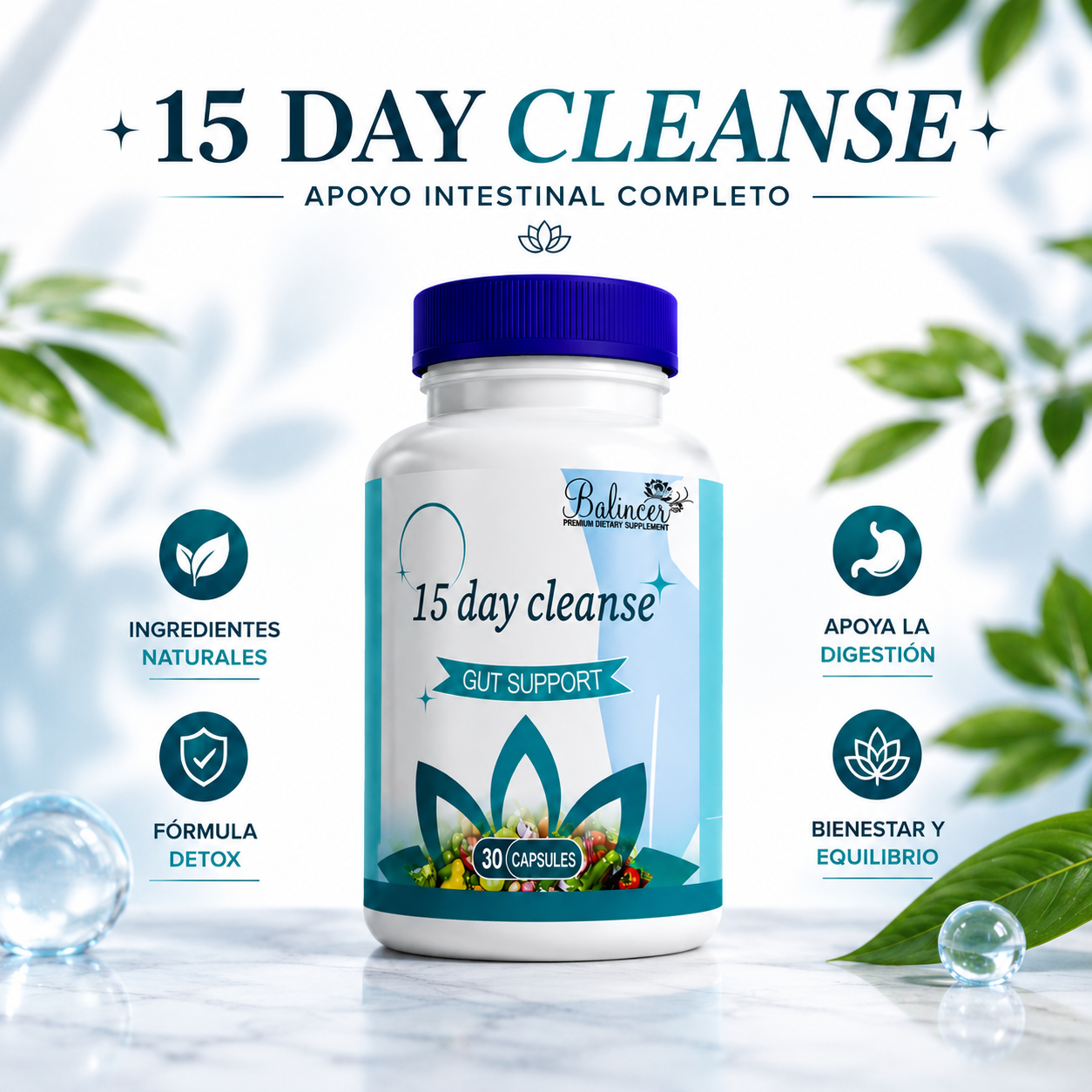 15 Day Cleanse™ Limpieza Intestinal de 15 Días | 30 Cápsulas