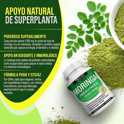 Moringa 1200mg - Energía, Vitalidad y Apoyo Inmunológico