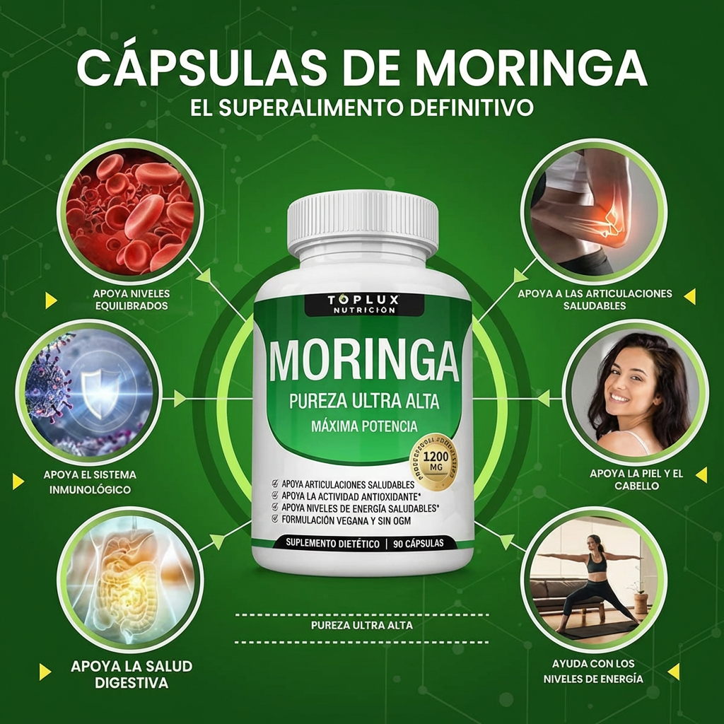 Moringa 1200mg - Energía, Vitalidad y Apoyo Inmunológico