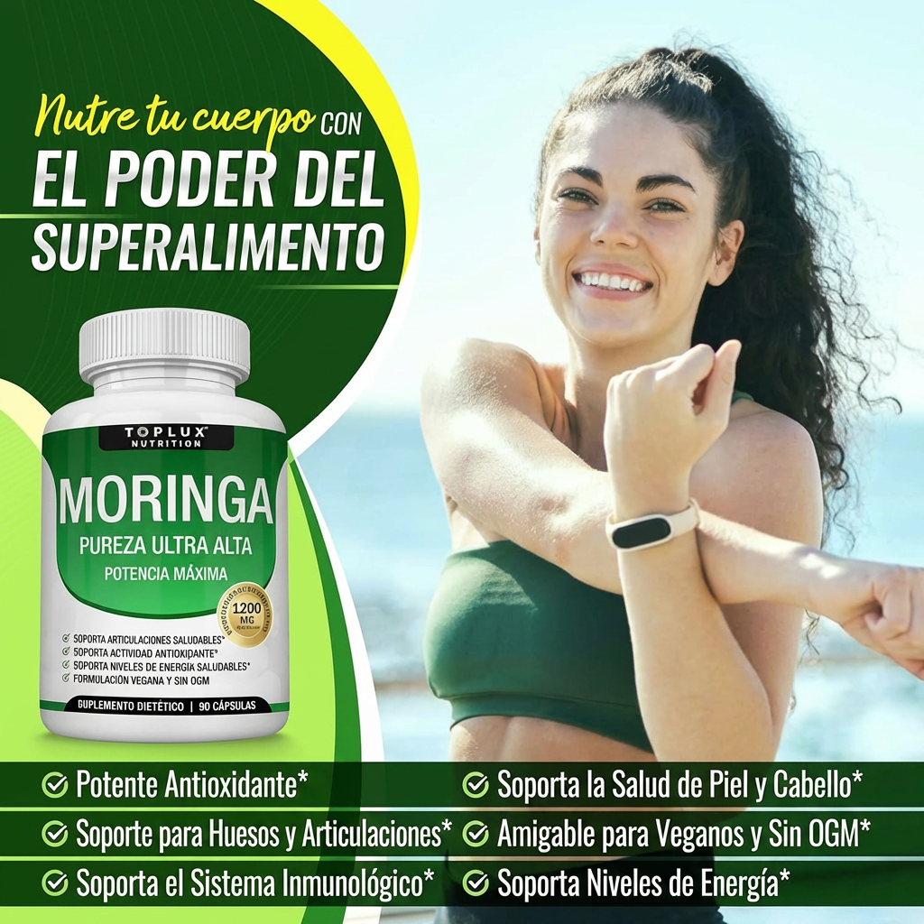 Moringa 1200mg - Energía, Vitalidad y Apoyo Inmunológico