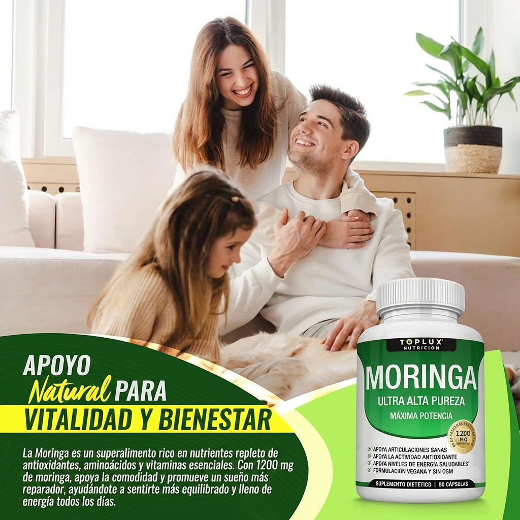 Moringa 1200mg - Energía, Vitalidad y Apoyo Inmunológico